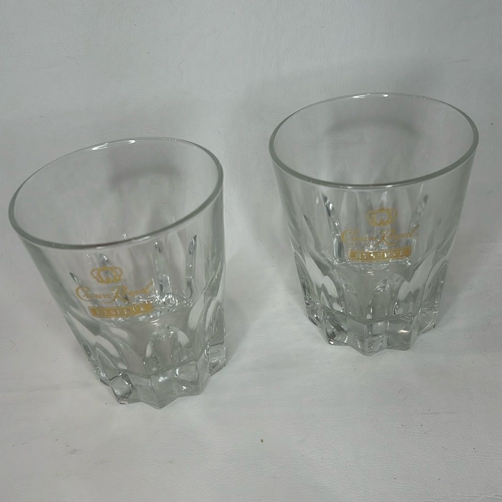 Crown Royal Reserve 8 Oz Rocks Glass 3 1/4 Round 4 In Tall Set 2 Whiskey Cocktai
